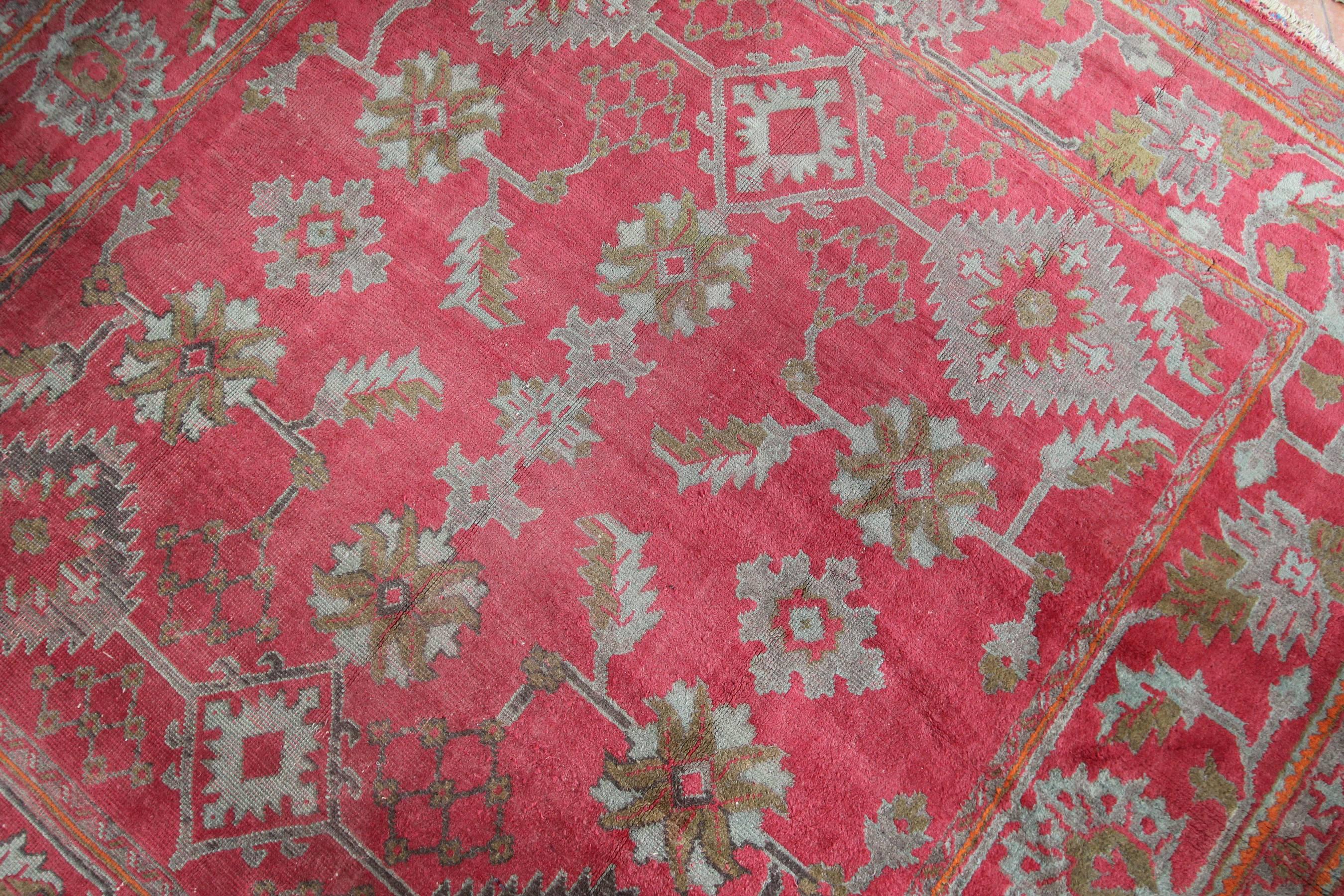Hand-Woven Antique Oushak Carpet, Western Anatolia For Sale