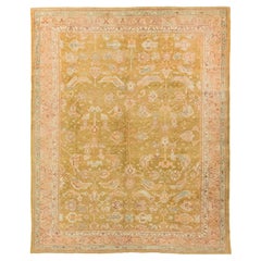Antikes Oushak (gold-grüner Ton, 448cm x 386cm)