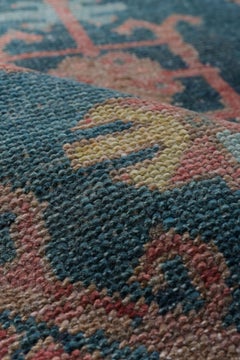 Antique Oushak in Crayola Red and Weathered Teal