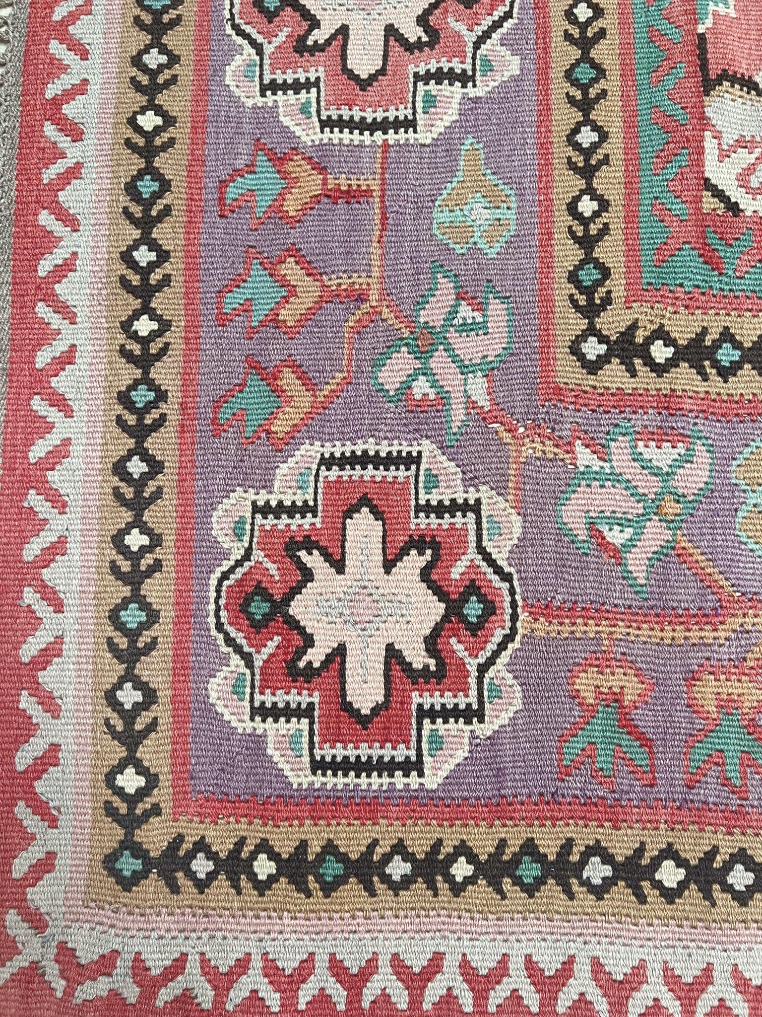 Kilim Oushak ancien • Tapis turc en laine tissée à plat • 8′3″×10′10″ • Anatolie des années 1930 en vente 9