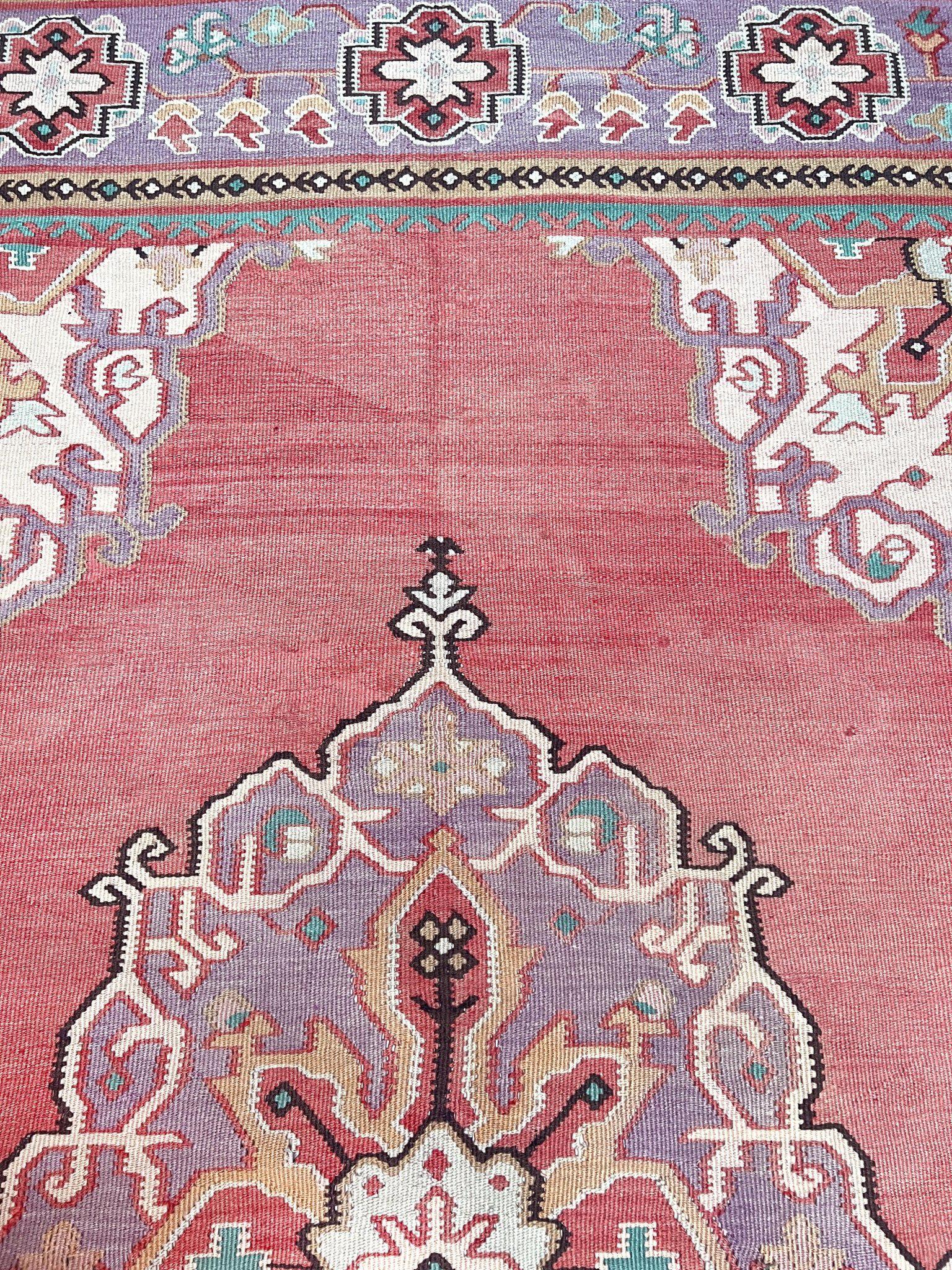 Kilim Oushak ancien • Tapis turc en laine tissée à plat • 8′3″×10′10″ • Anatolie des années 1930 en vente 3