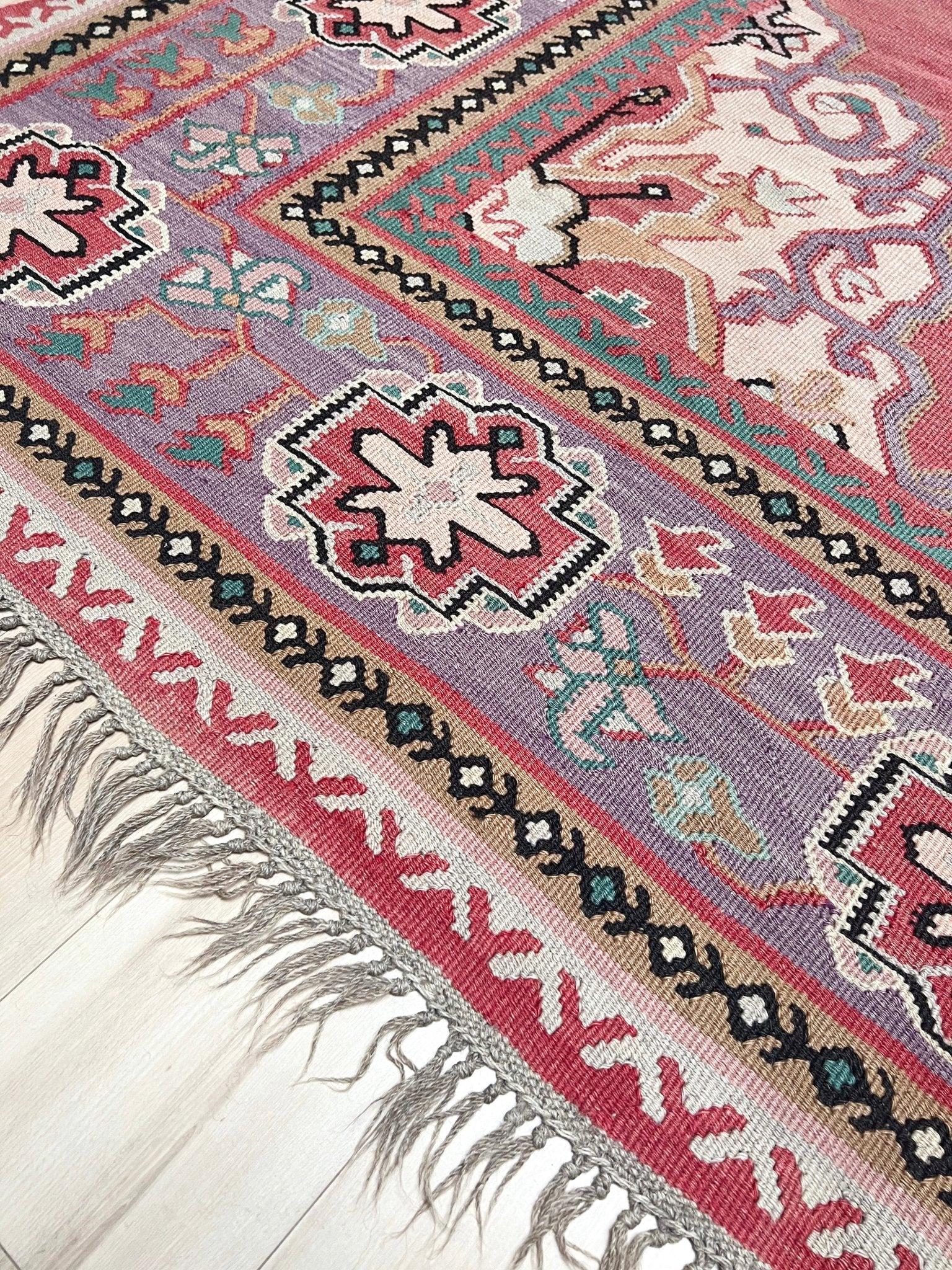 Kilim Oushak ancien • Tapis turc en laine tissée à plat • 8′3″×10′10″ • Anatolie des années 1930 en vente 6
