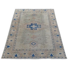 Antique Oushak Neutrals, Teal and Flesh Tones