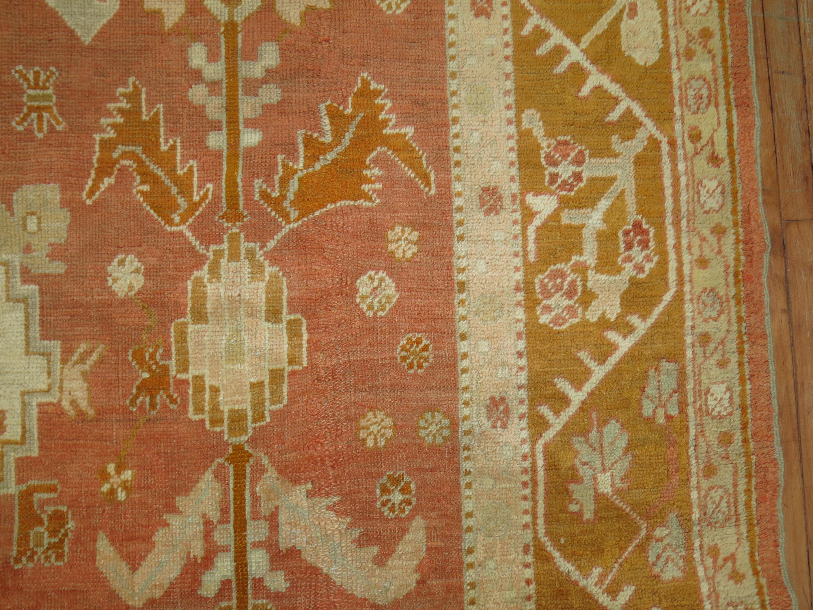 Country Antique Oushak Orange Rug