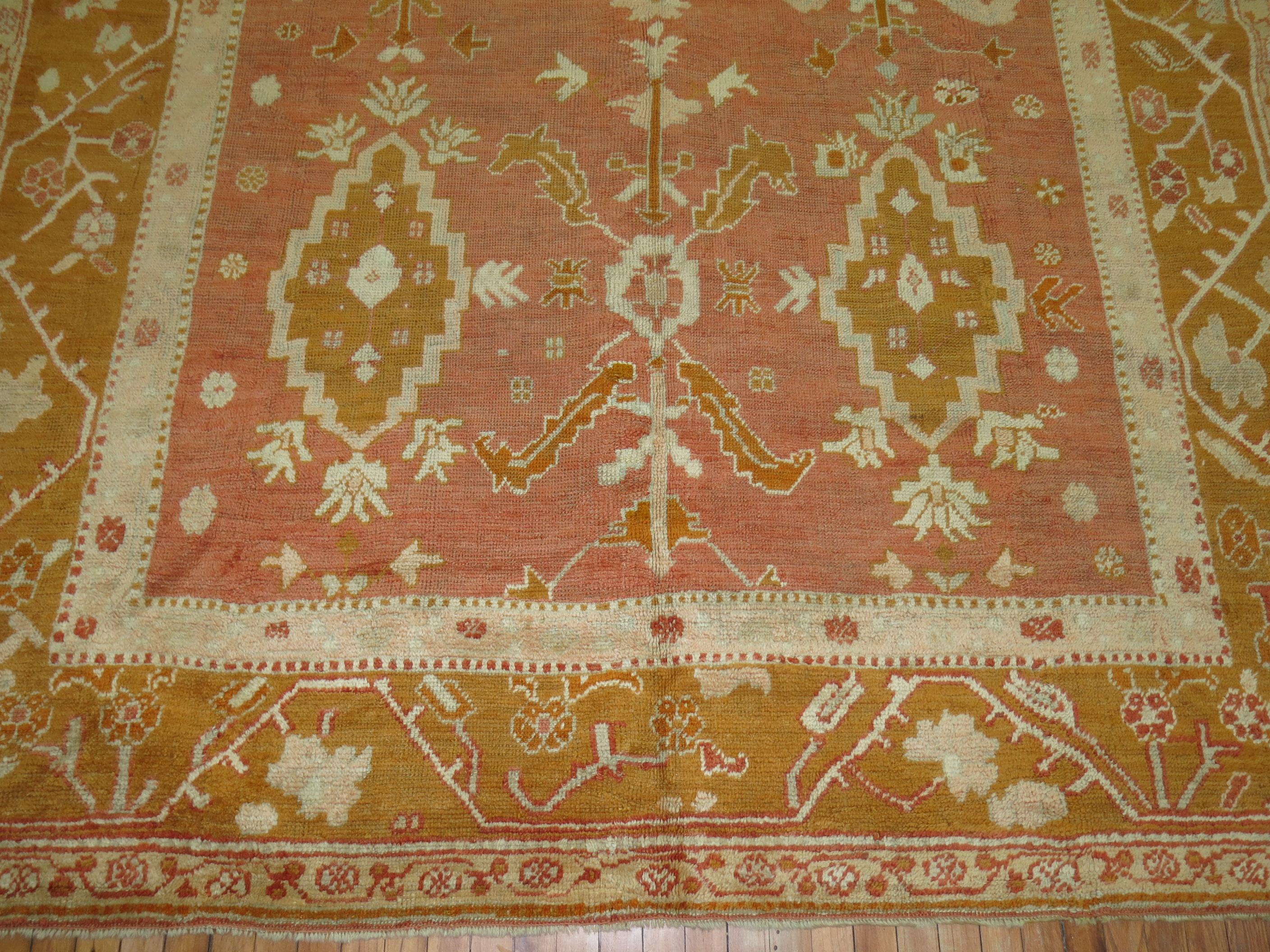 Antique Oushak Orange Rug 1