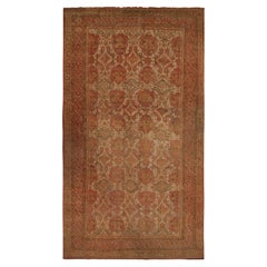 Tappeto antico Oushak Palace con motivo rosso e oro all over