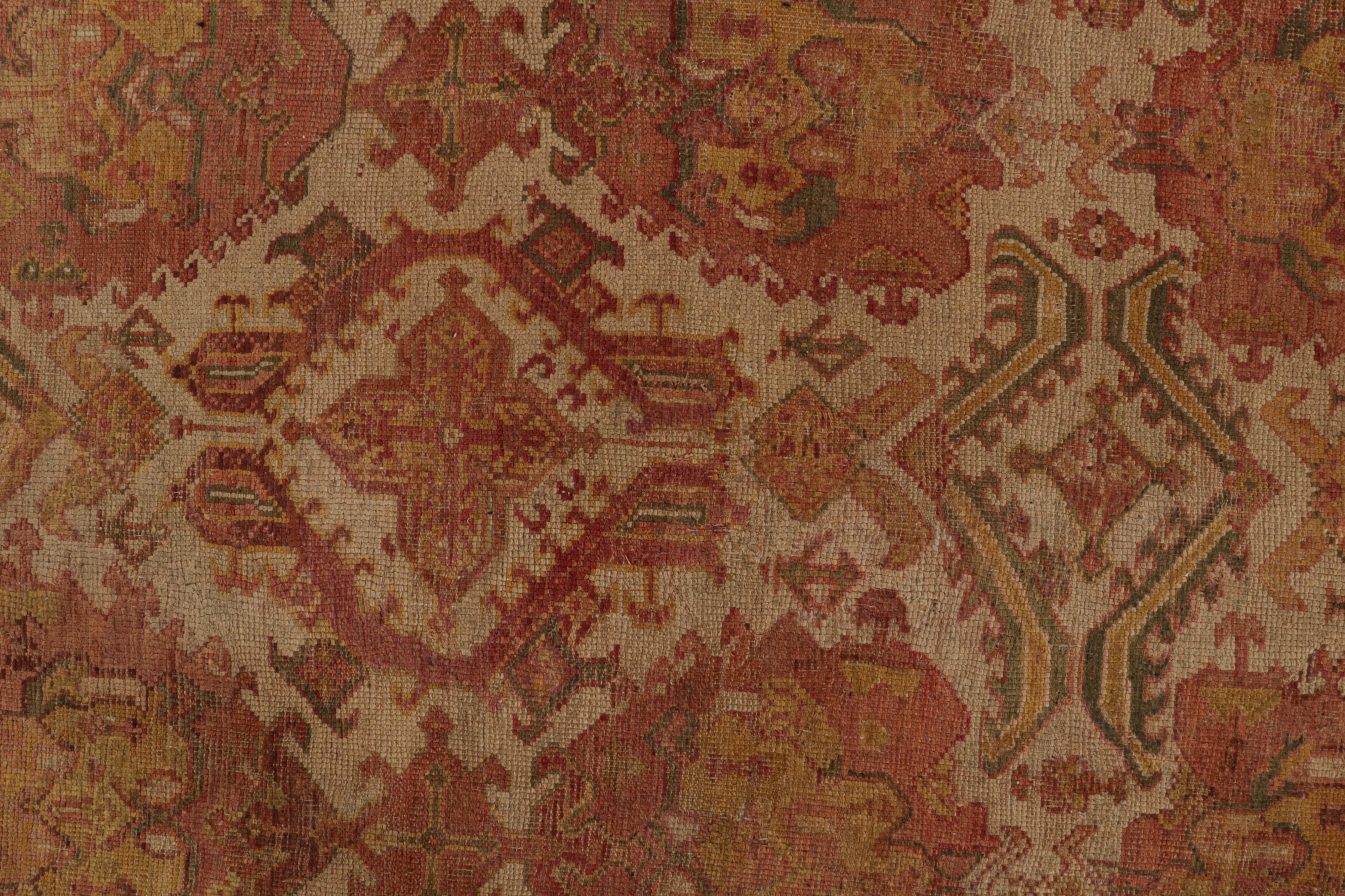 Late 19th Century Antique Oushak Palace Rug with Red and Gold All Over Pattern For Sale