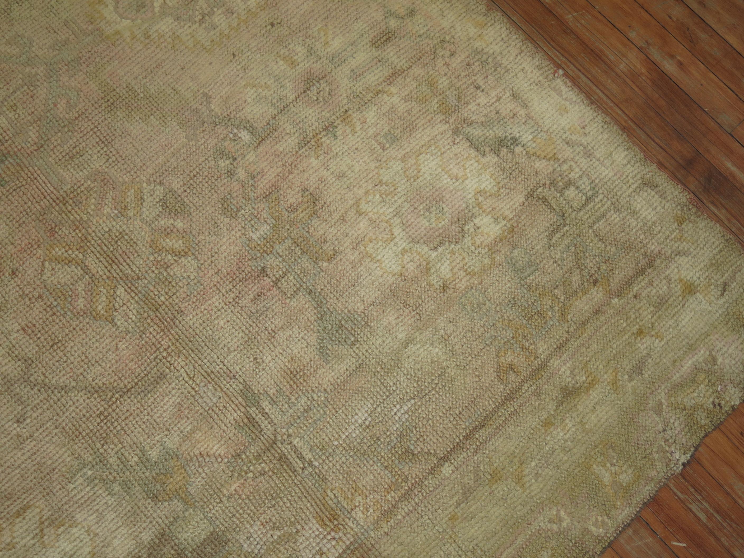 Antique Oushak Pale Rug For Sale 1