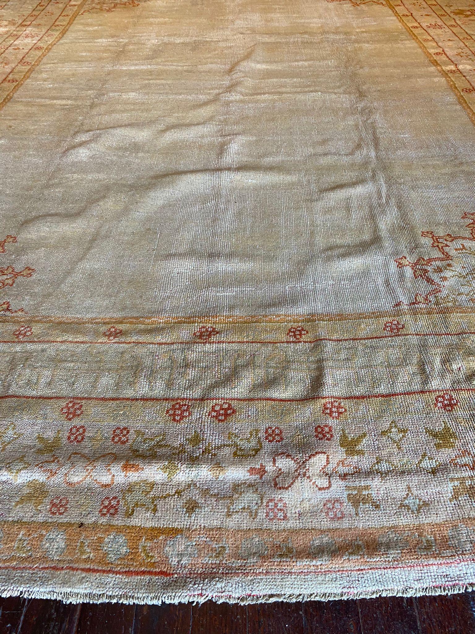 Antique Oushak Turkish Rug In Good Condition For Sale In Providence, RI