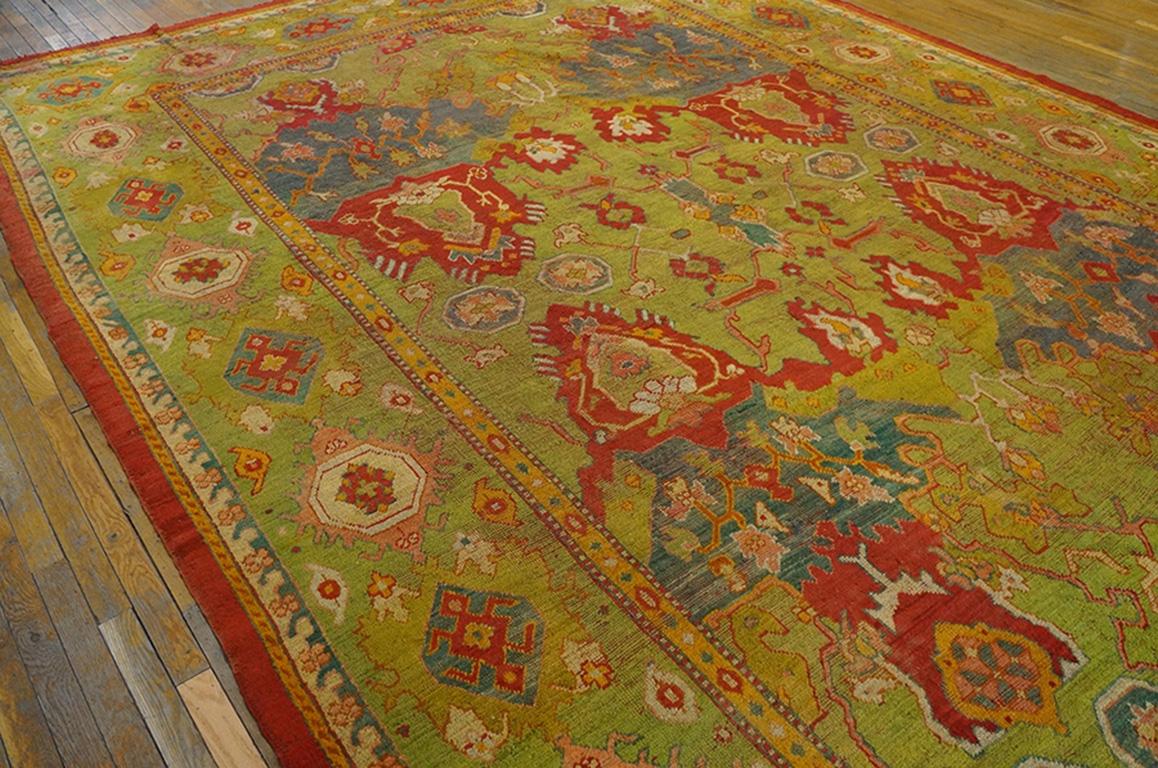 Wool 19th Century Turkish Oushak Carpet ( 10'8