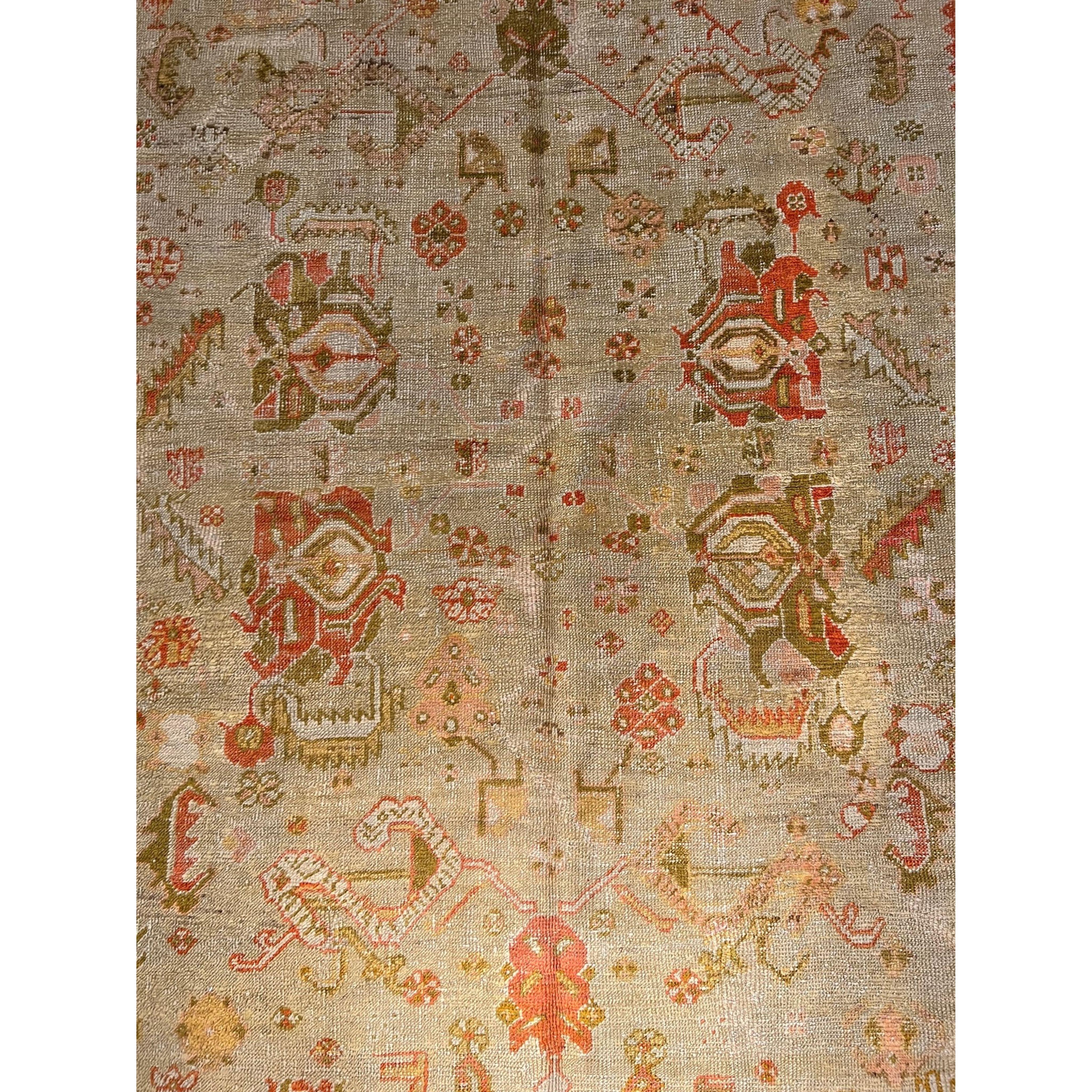 Antique Oushak Rug 11 X 8 In Good Condition For Sale In Los Angeles, US