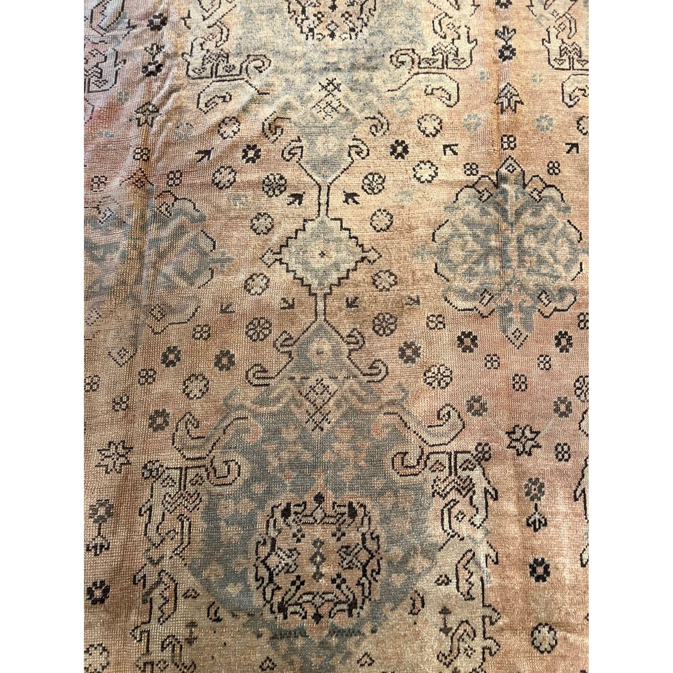 Antique Oushak Rug 12.7x10.2 In Good Condition For Sale In Los Angeles, US