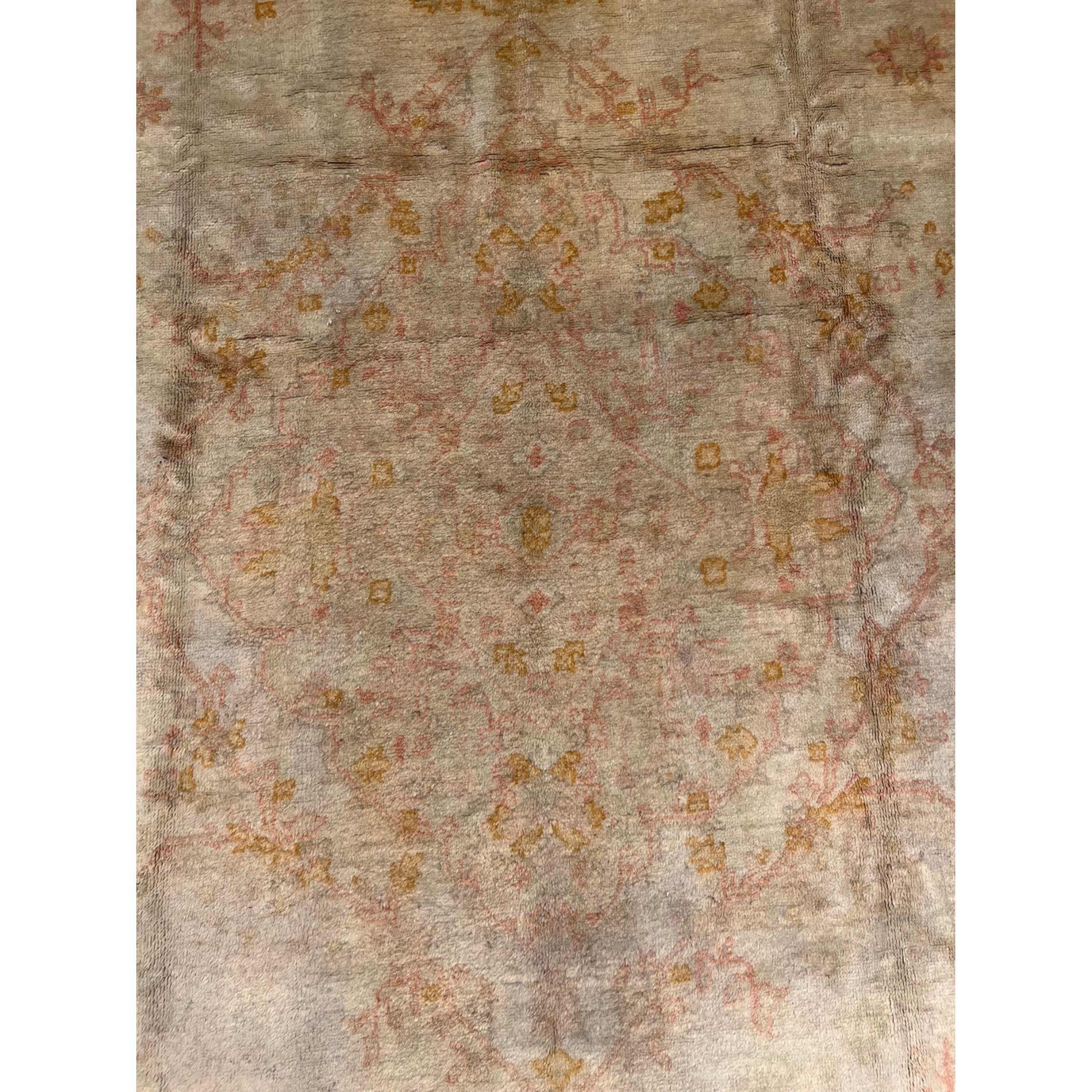 Antique Oushak Rug 13.0x9.3 In Good Condition For Sale In Los Angeles, US