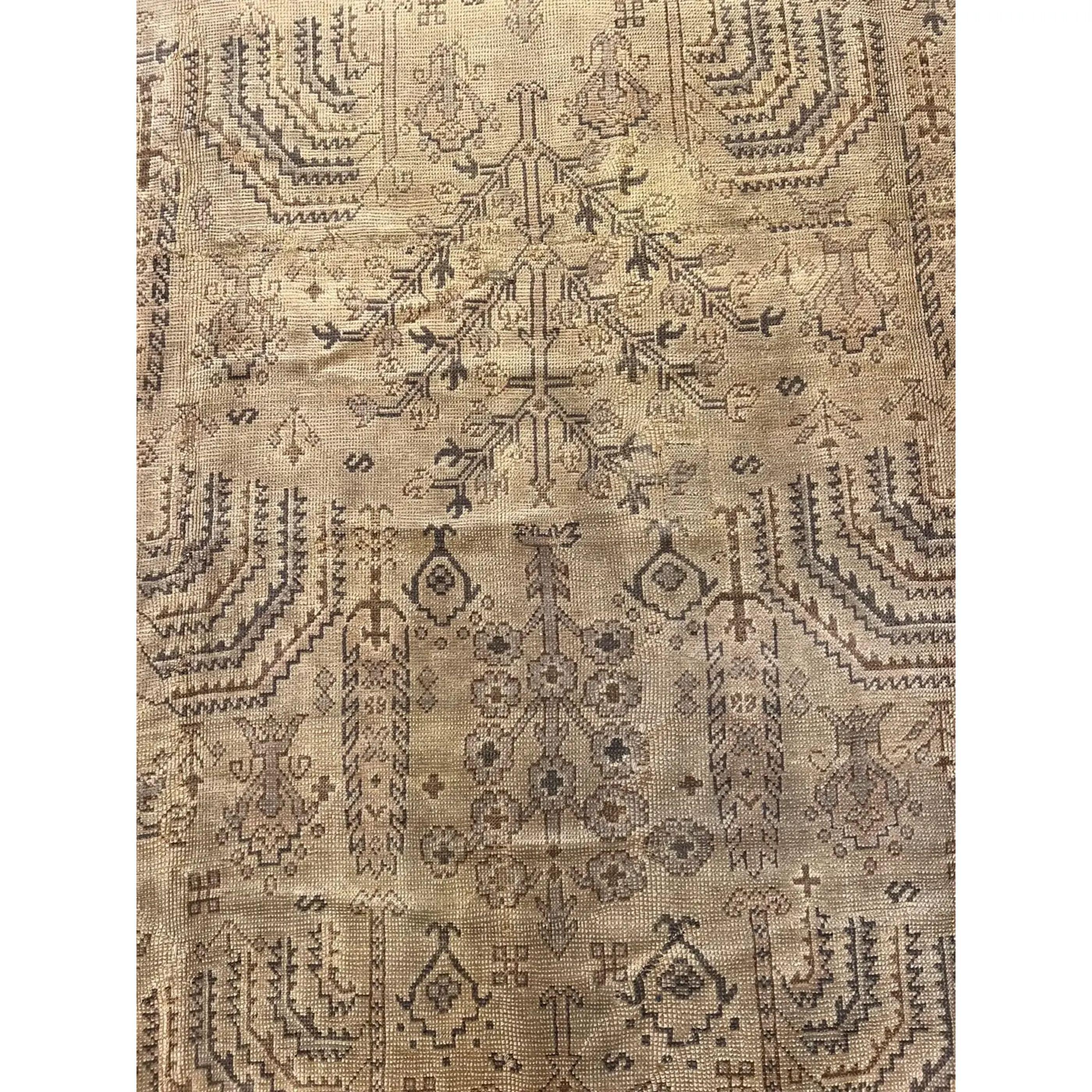 Antique Oushak Rug 15.4x11.5 In Good Condition For Sale In Los Angeles, US