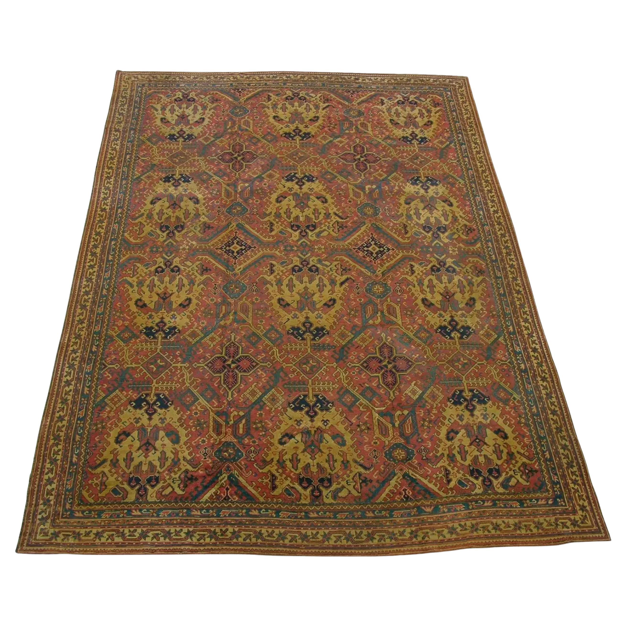 Antique Oushak Rug 18.7x13.2 For Sale