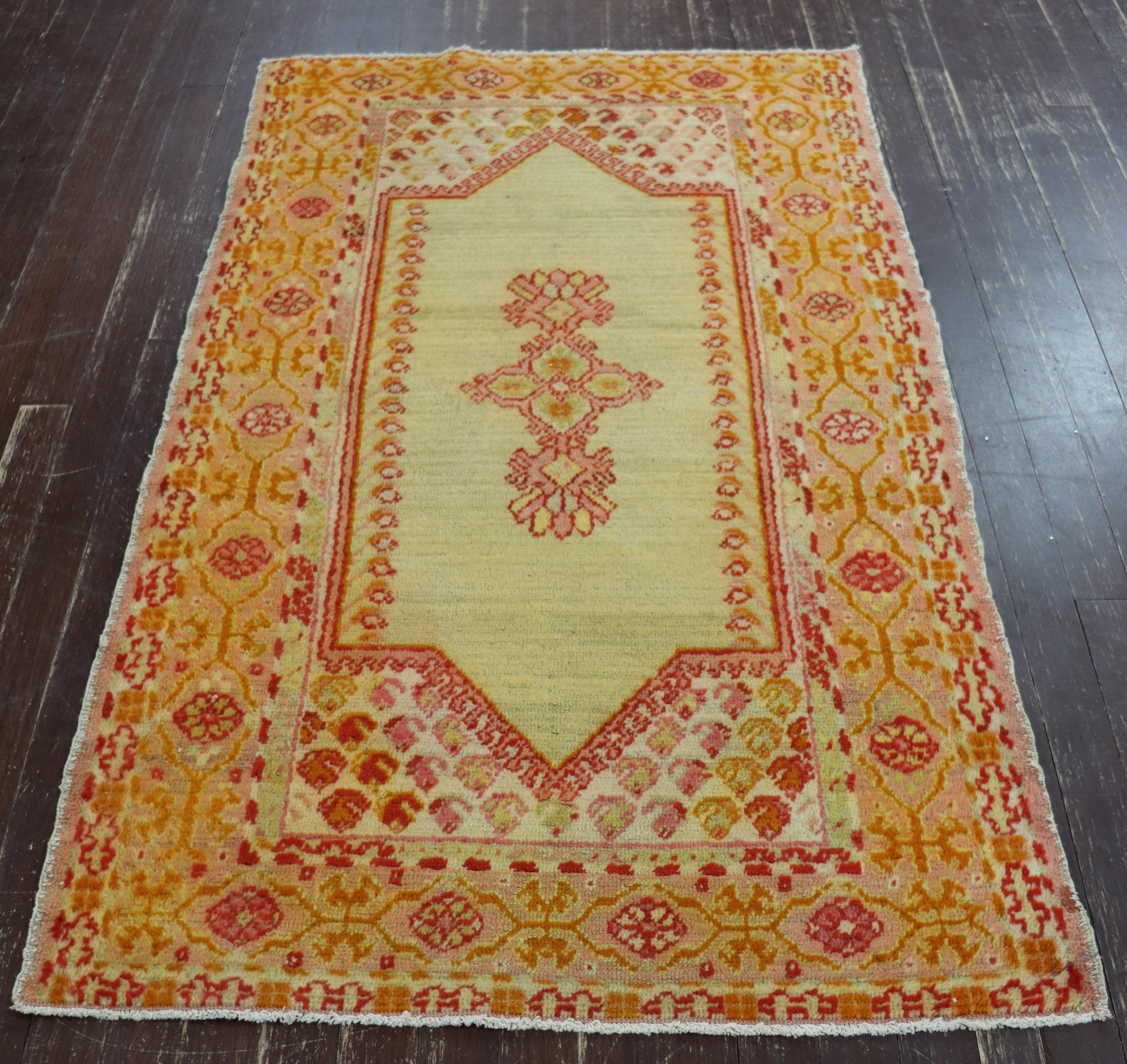 Hand-Knotted Antique Oushak Rug For Sale