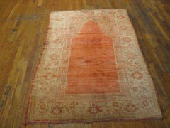 Phenomenal Rust Color with Floral Design Border Antique Turkish Oushak Rug