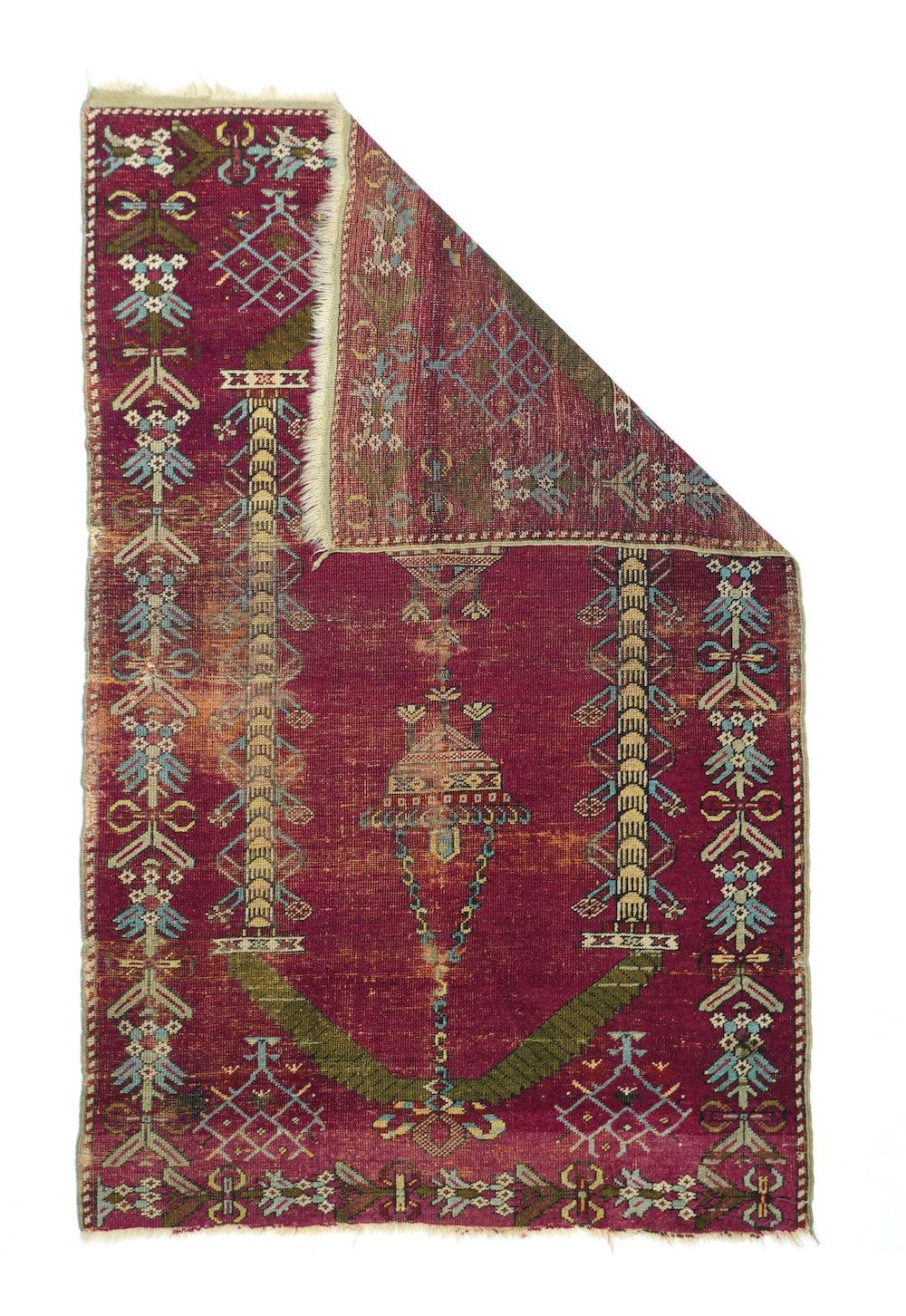 Antiker Oushak-Teppich 3'5'' x 5'4''.