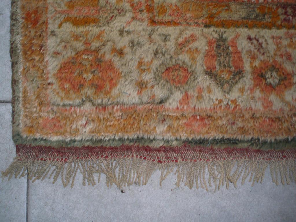 Hand-Knotted 19th Century Turkish Angora Oushak Prayer Carpet ( 4' x 6' - 122 x 183 ) For Sale