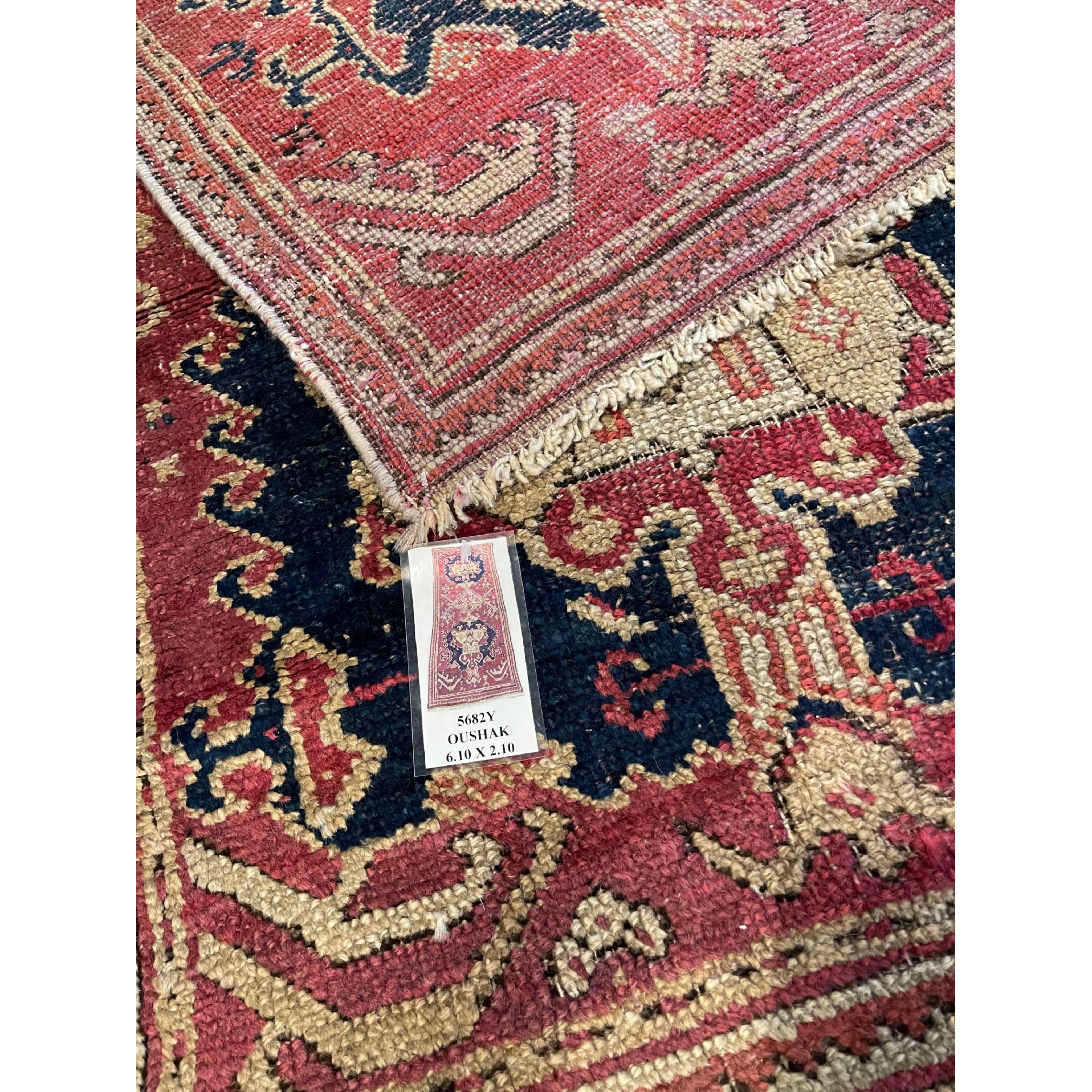 Other Antique Oushak Rug 6.10 X 2.10 For Sale
