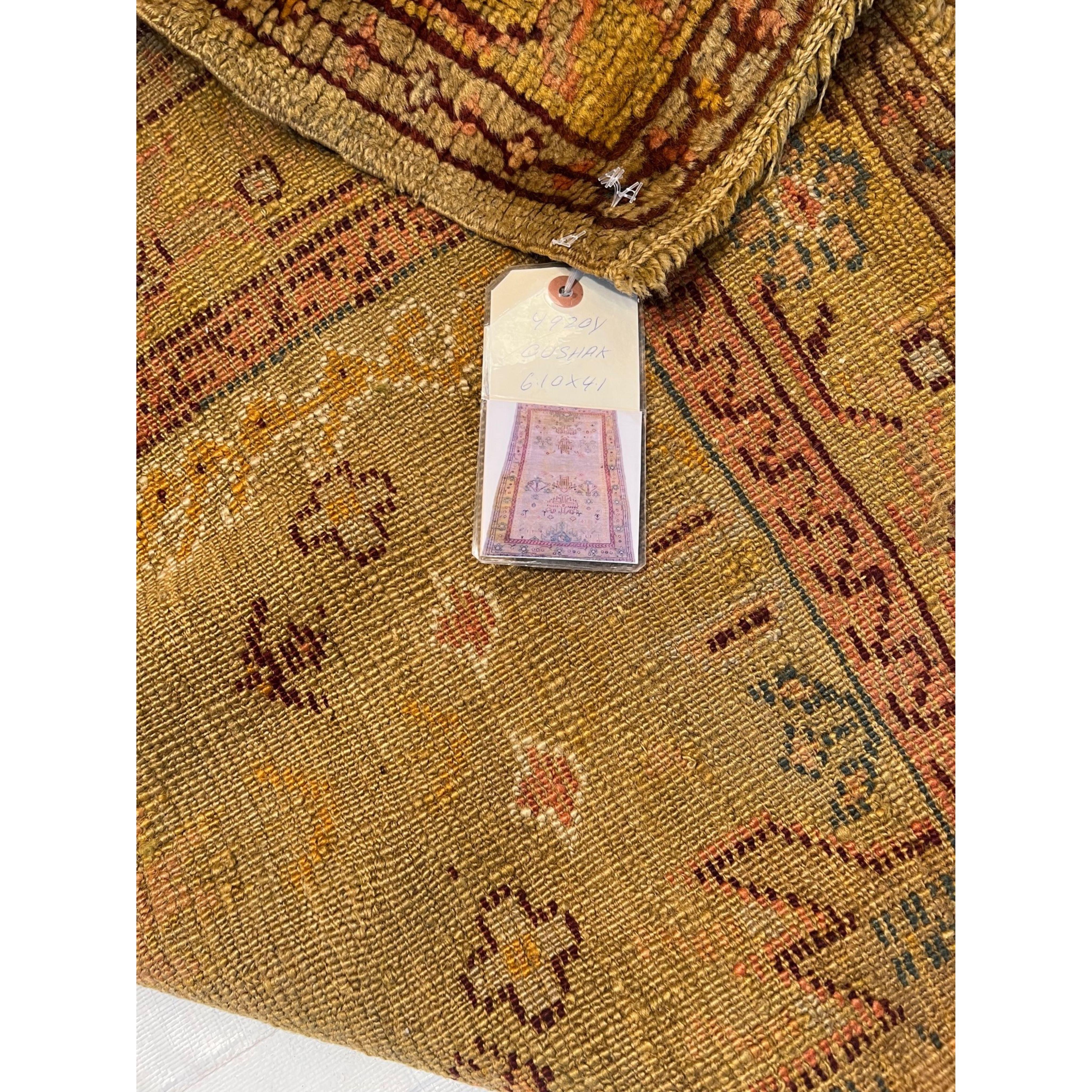 Antique Oushak Rug 6.10x4.1 In Good Condition For Sale In Los Angeles, US