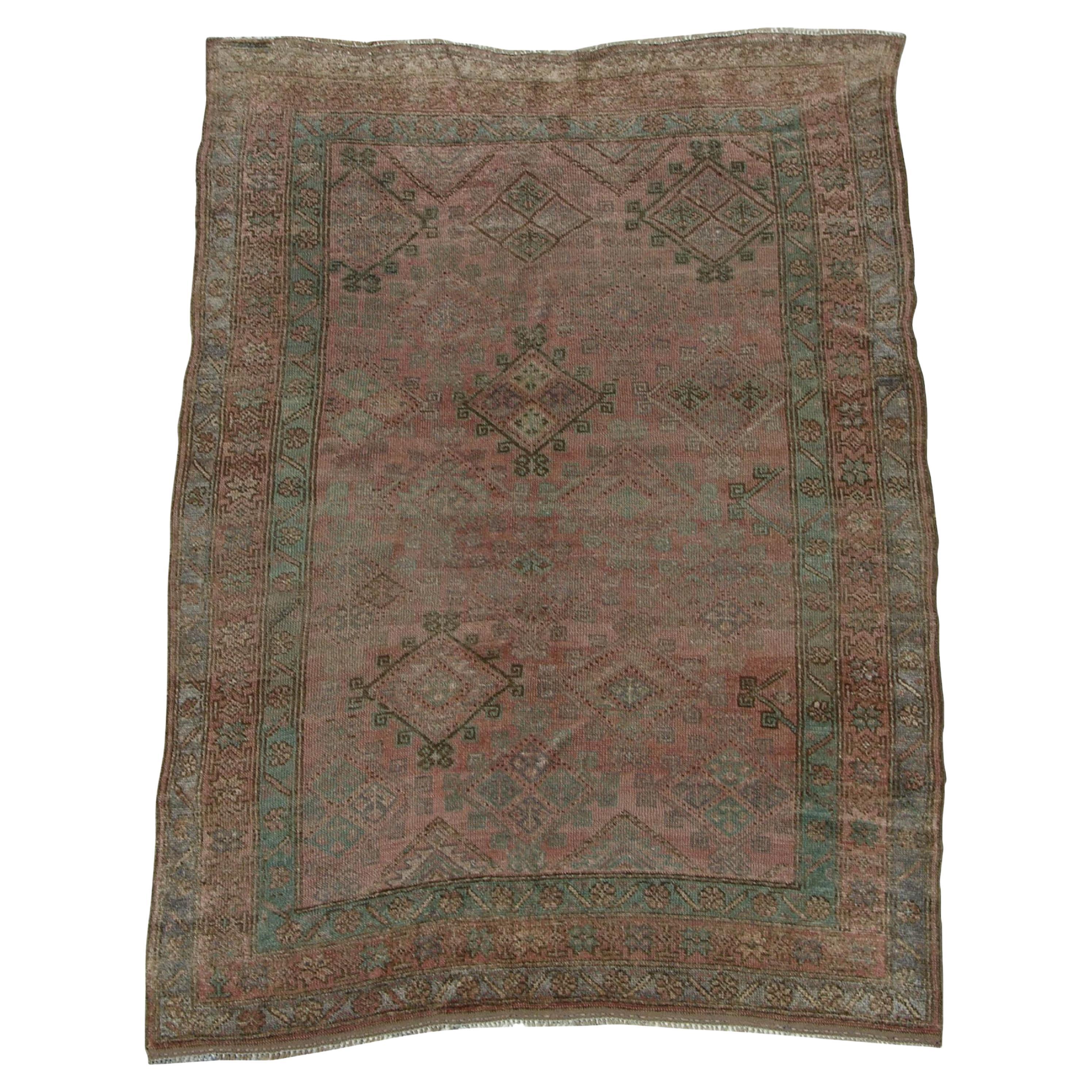 Ancien tapis d'Oushak 7,8x5,6 cm en vente