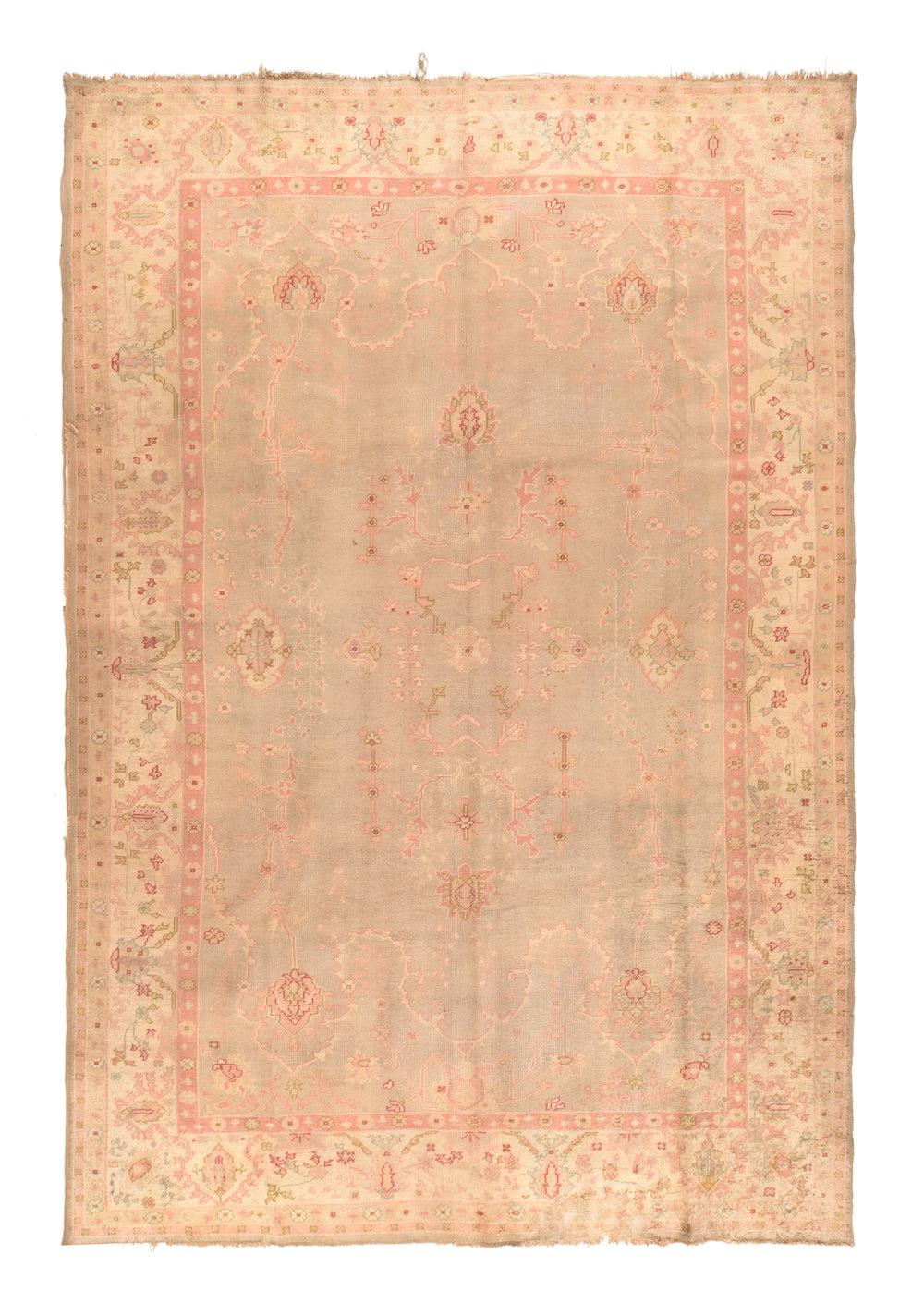Annodato a mano Tappeto Oushak antico 8'1'' x 11'10'' in vendita