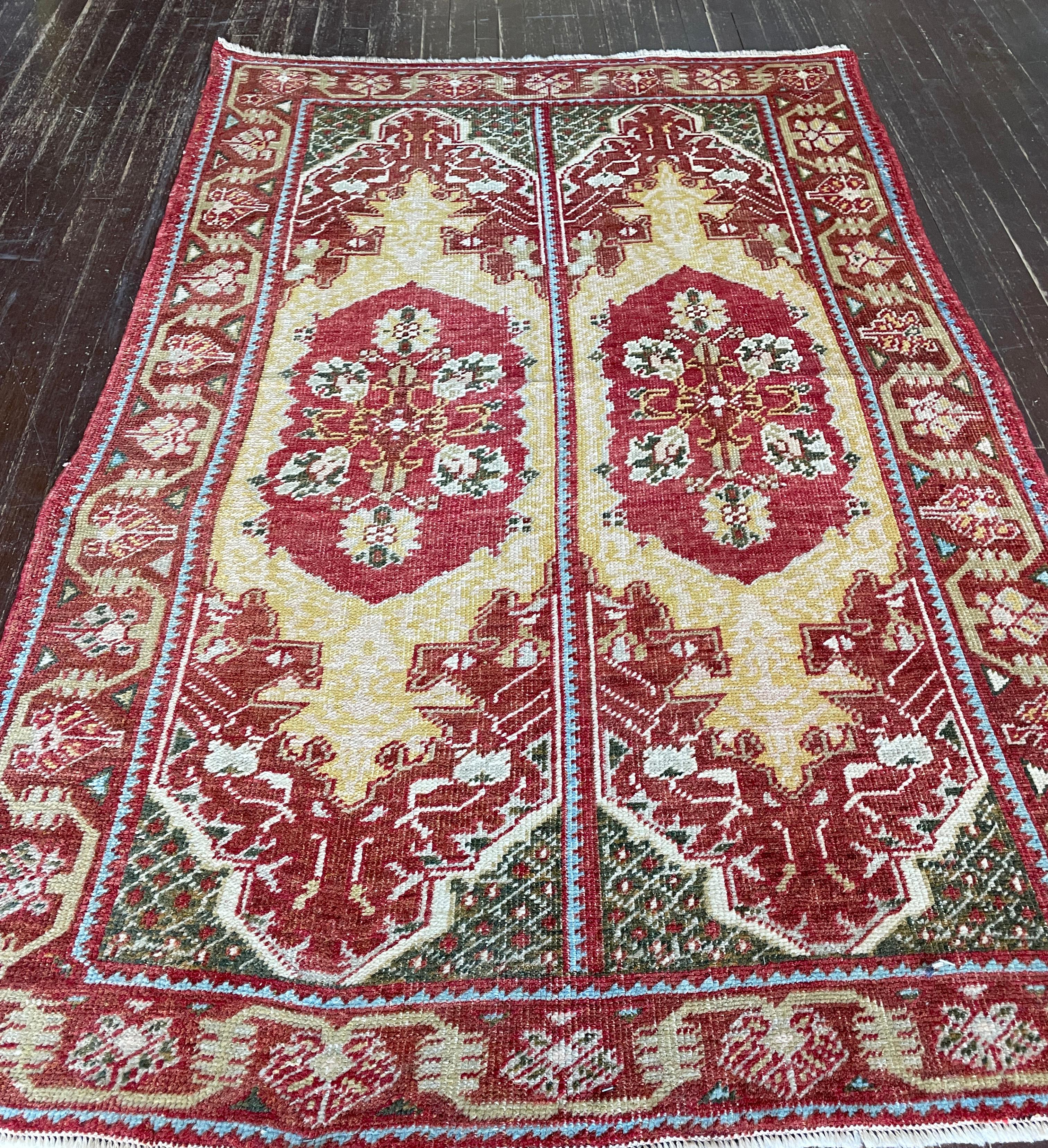 Antique Oushak Rug, Double Prayer For Sale 3