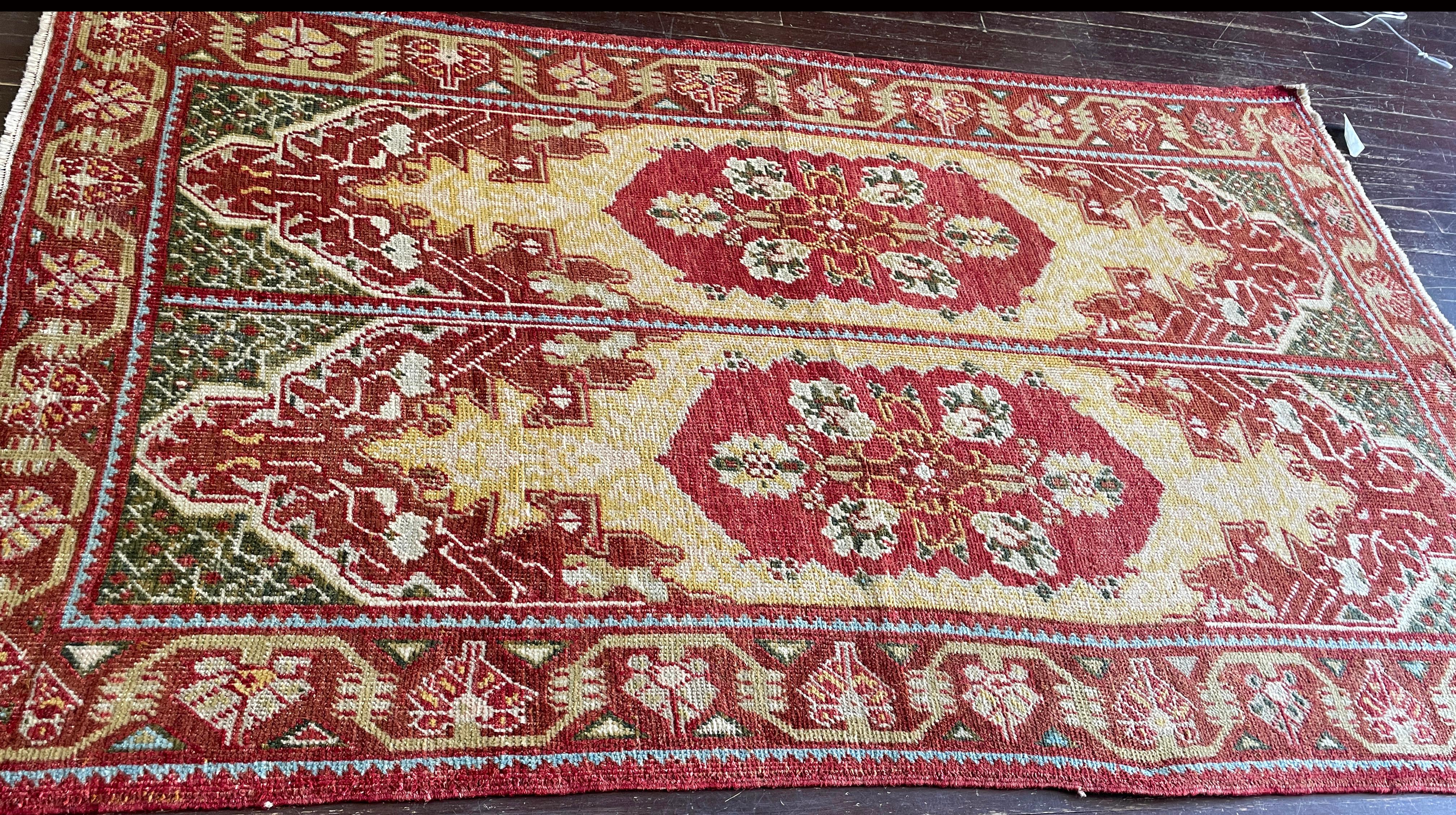 Hand-Knotted Antique Oushak Rug, Double Prayer For Sale