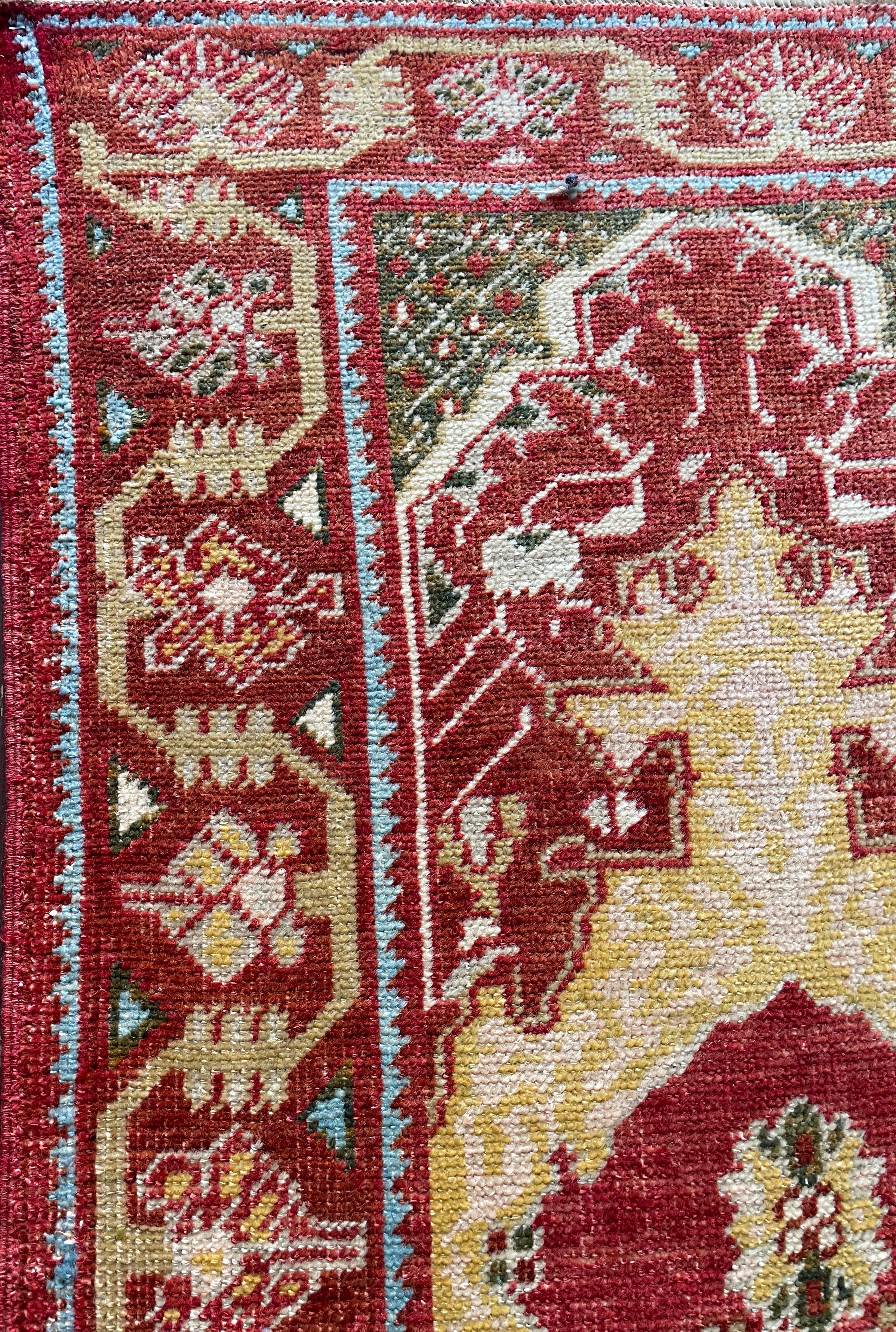 Wool Antique Oushak Rug, Double Prayer For Sale