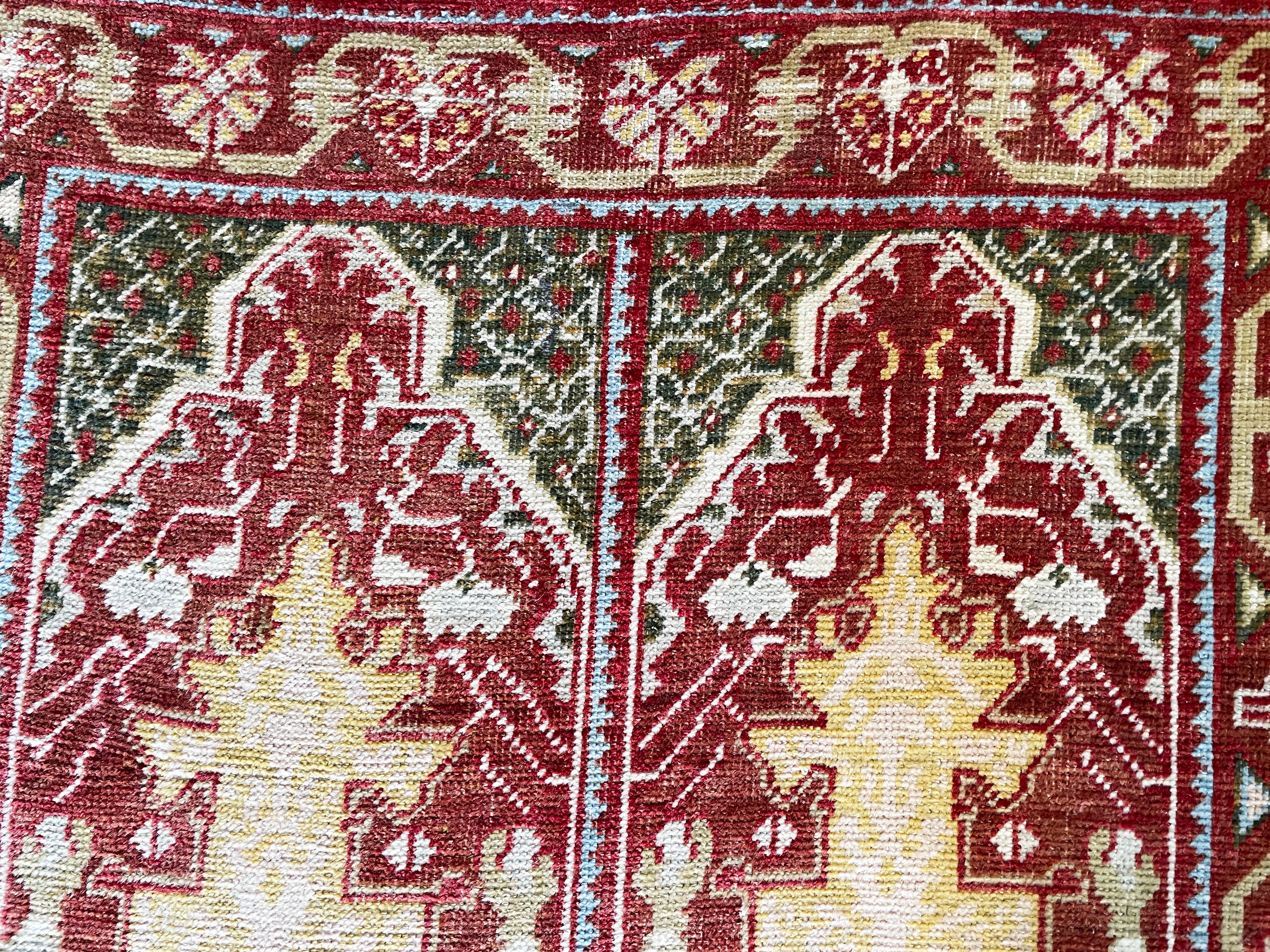 Antiker Oushak-Teppich, Doppelgebet, antik im Angebot 1