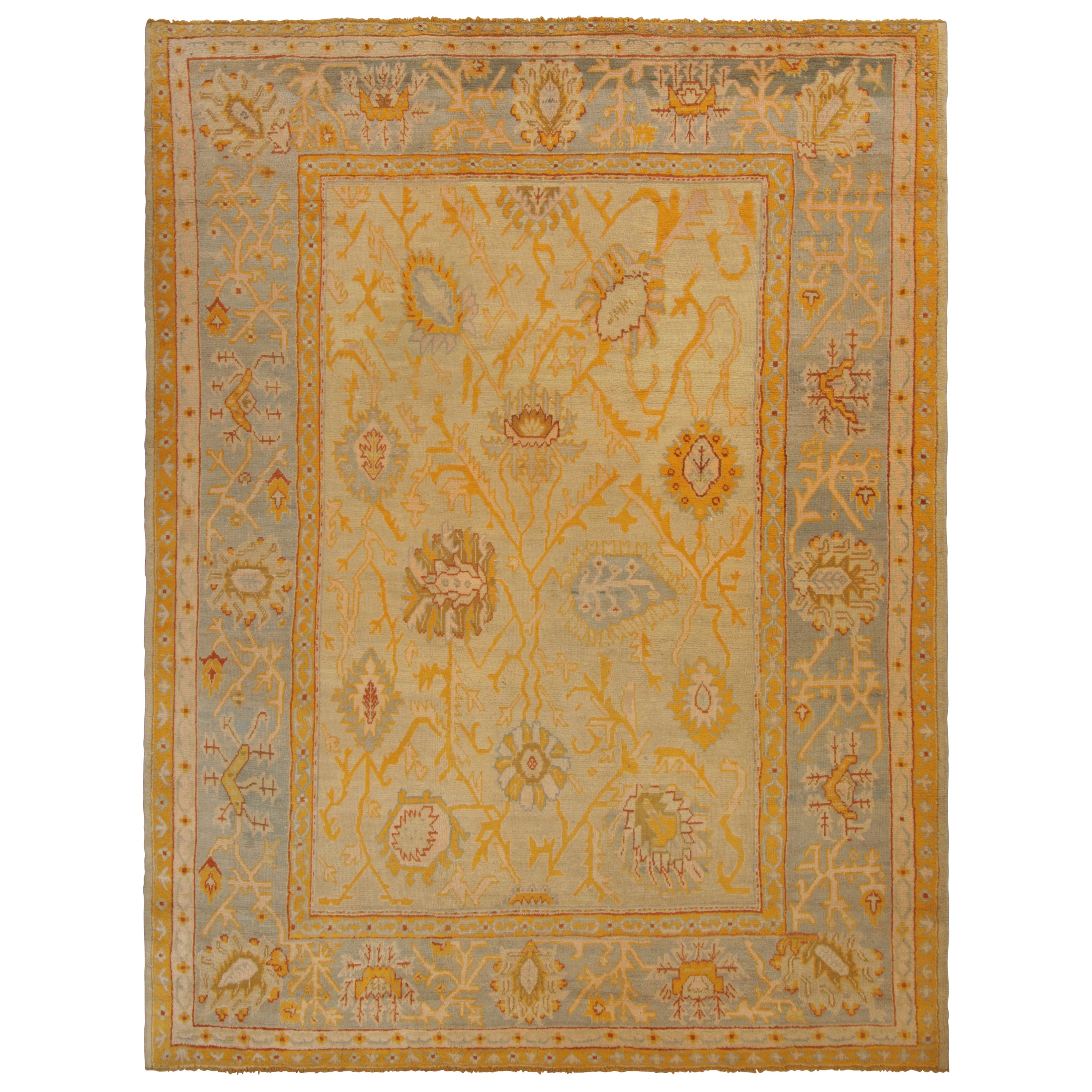 Antiker Oushak-Teppich, fabelhaftes Hellblau mit goldenen Blumenmustern - Rug 
Kilim