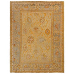 Antiker Oushak-Teppich, fabelhaftes Hellblau mit goldenen Blumenmustern - Rug 
Kilim