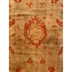 Antique Oushak Rug Floral Design