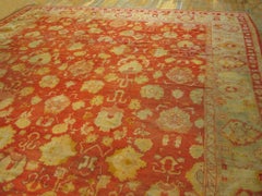 Captivating Tribal Pattern Rustic Color Oversized Antique Turkish Oushak Rug