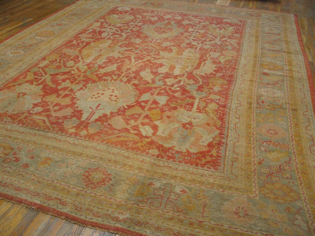 Hand-Knotted 19th Century Turkish Oushak Carpet ( 12' x 15'6