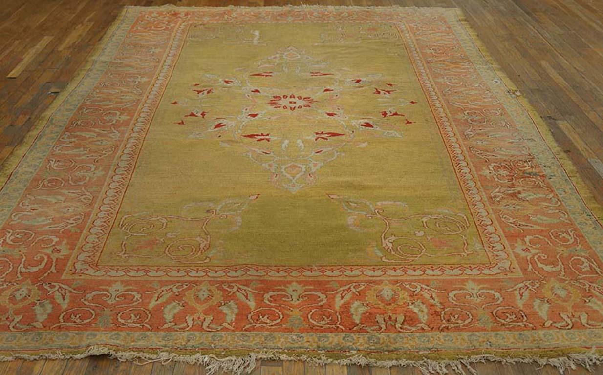 Hand-Knotted 19th Century Turkish Oushak Carpet ( 7'6