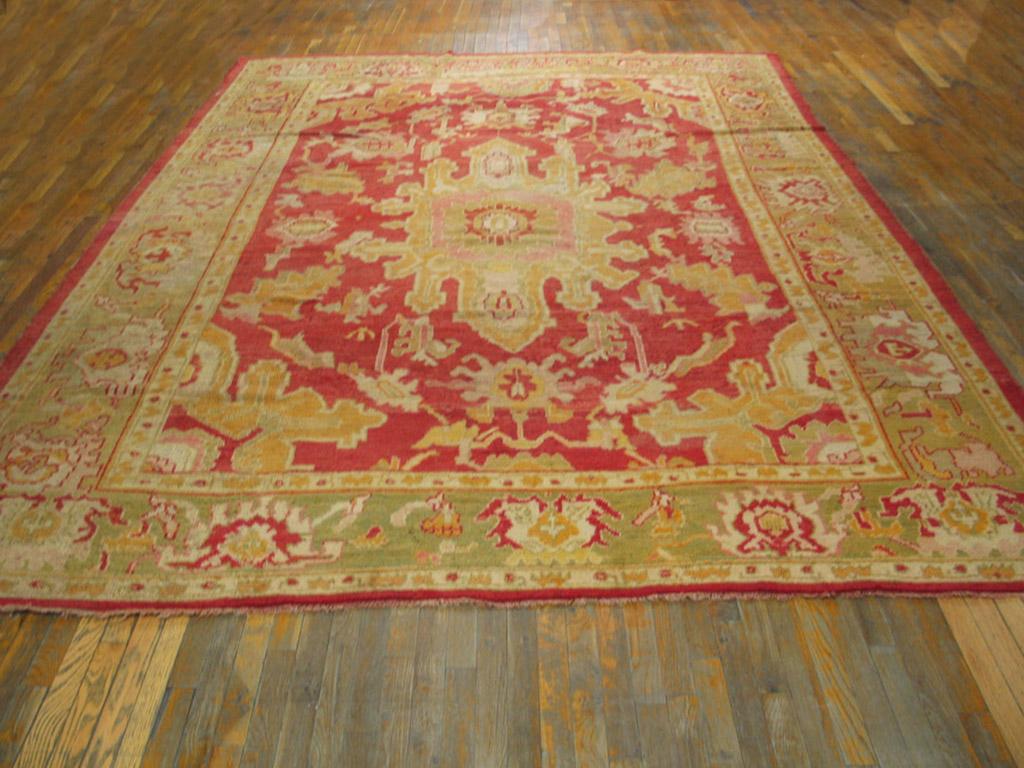 Hand-Knotted 19th Century Turkish Oushak Carpet ( 9'4