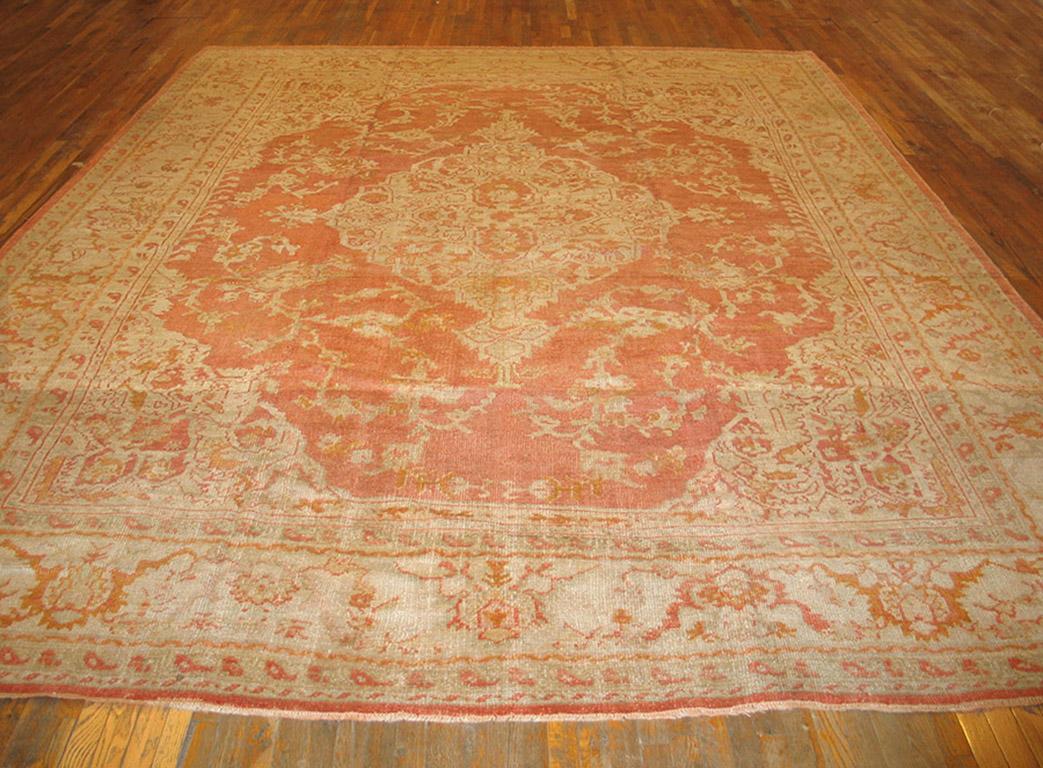 Hand-Knotted Early 20th Century Turkish Oushak Carpet ( 11'9