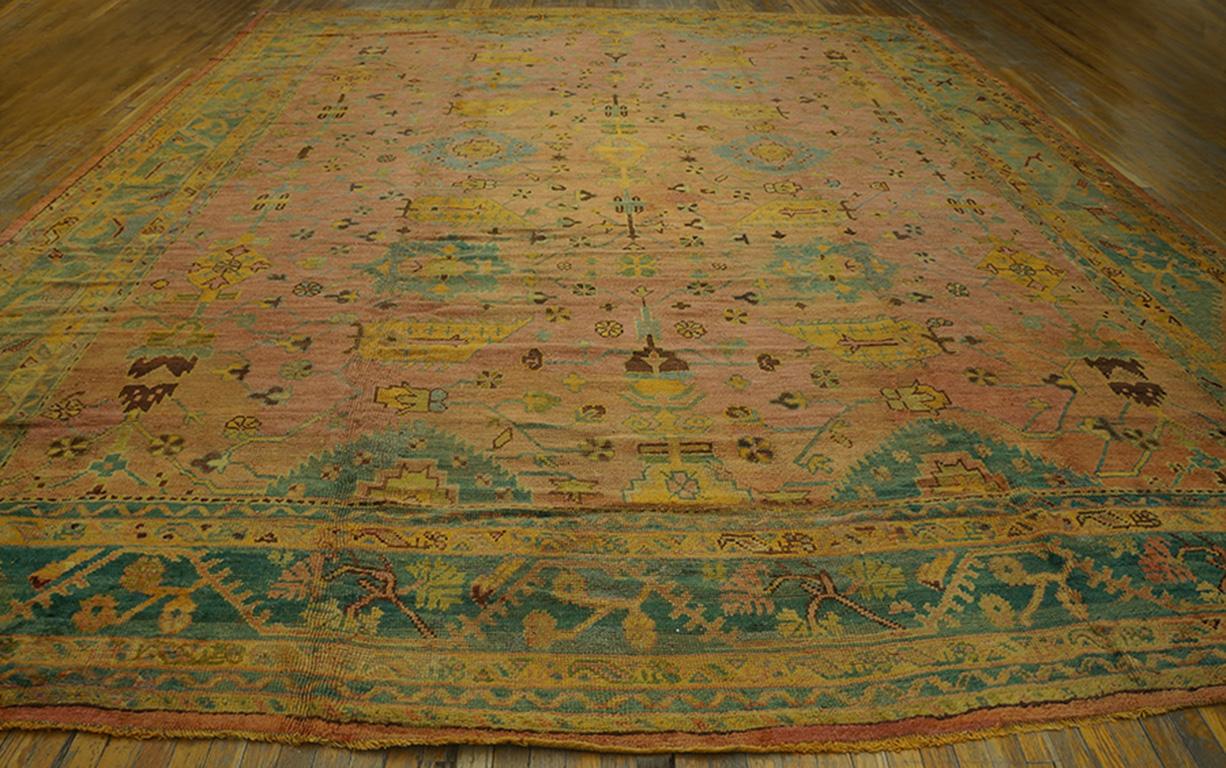 Hand-Knotted Early 20th Century Turkish Oushak Carpet ( 14'2