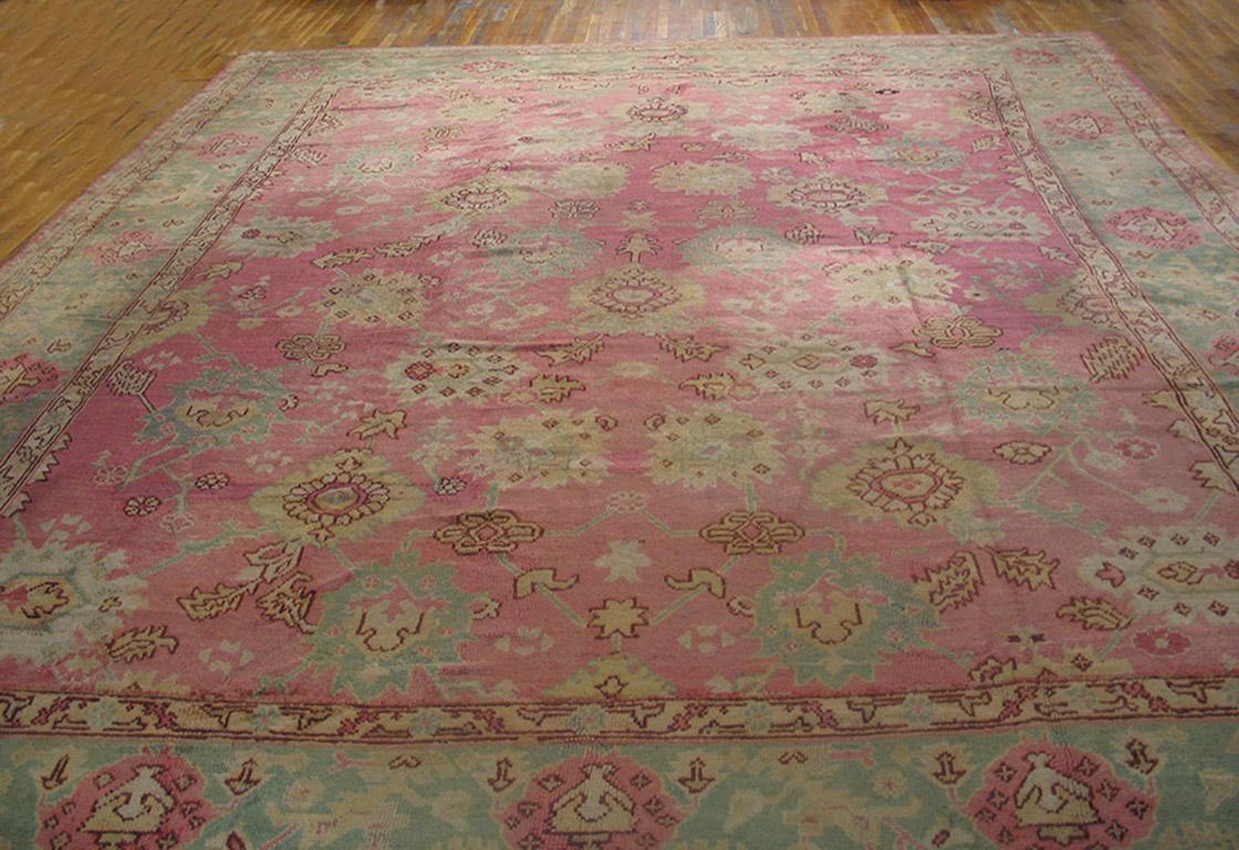 Hand-Knotted Early 20th Century Turkish Oushak Carpet ( 13'10