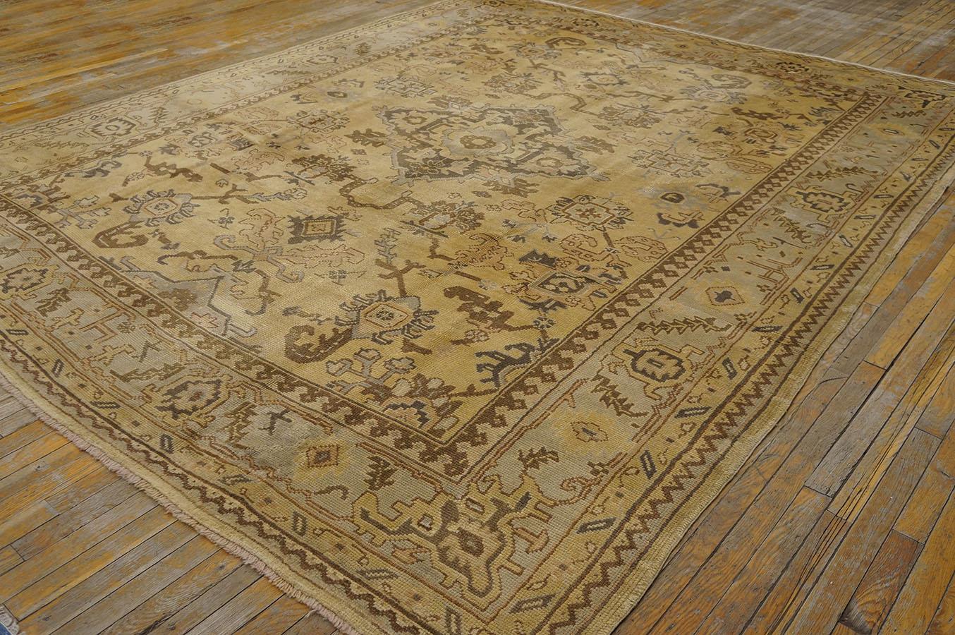 Hand-Knotted Early 20th Century Turkish Oushak Carpet ( 9'3