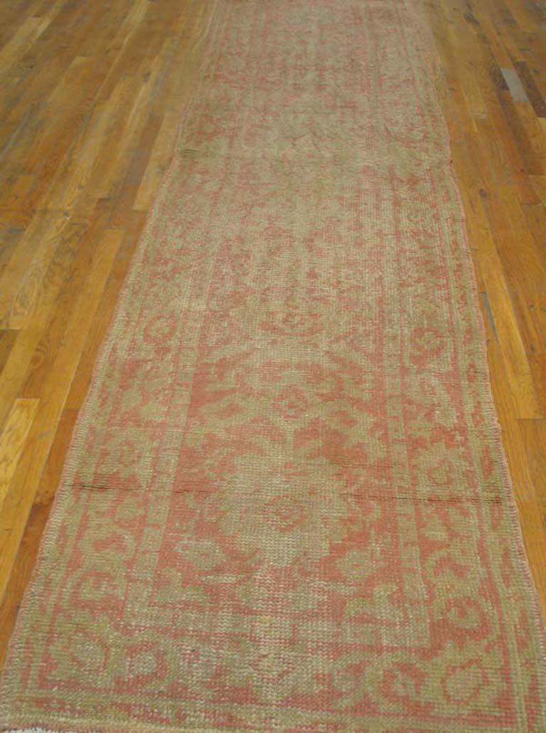 Hand-Knotted Early 20th Century Turkish Oushak Carpet ( 3' x 13' - 92 x 396 ) For Sale