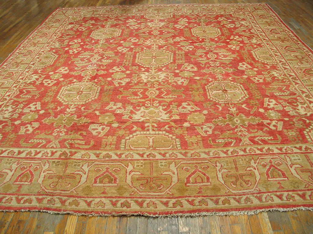 Antique Oushak rug. Measures: 12'2