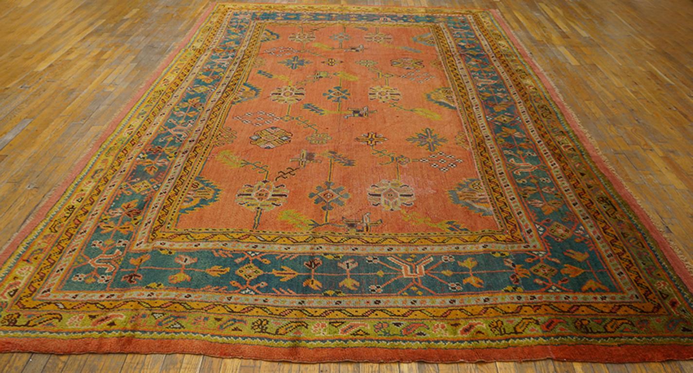 Hand-Knotted 1930s Turkish Oushak Carpet ( 8'5