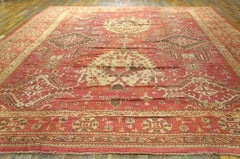 Incredible Red Rust Color Allover Medallion Pattern Century Turkish Oushak Rug