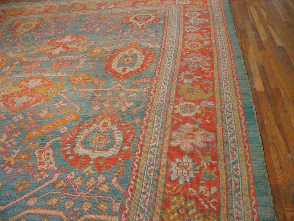 Turkish Antique Turksih Oushak Carpet From 1880s ( 11'10