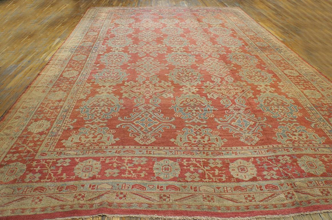 Hand-Knotted Late 19th Century Turkish Oushak Smyrna Carpet ( 12'6