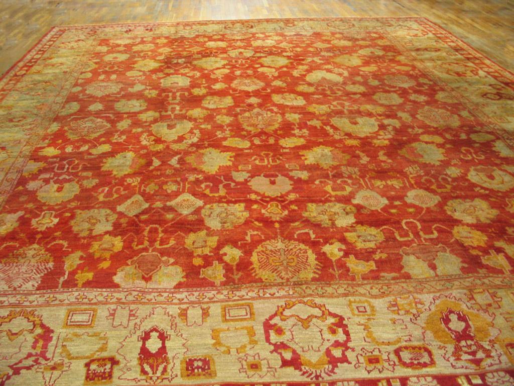 Hand-Knotted 19th Century Turkish Oushak Carpet ( 14'10