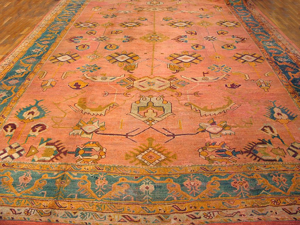 Hand-Knotted Late 19th Century Turkish Oushak Carpet ( 12'6